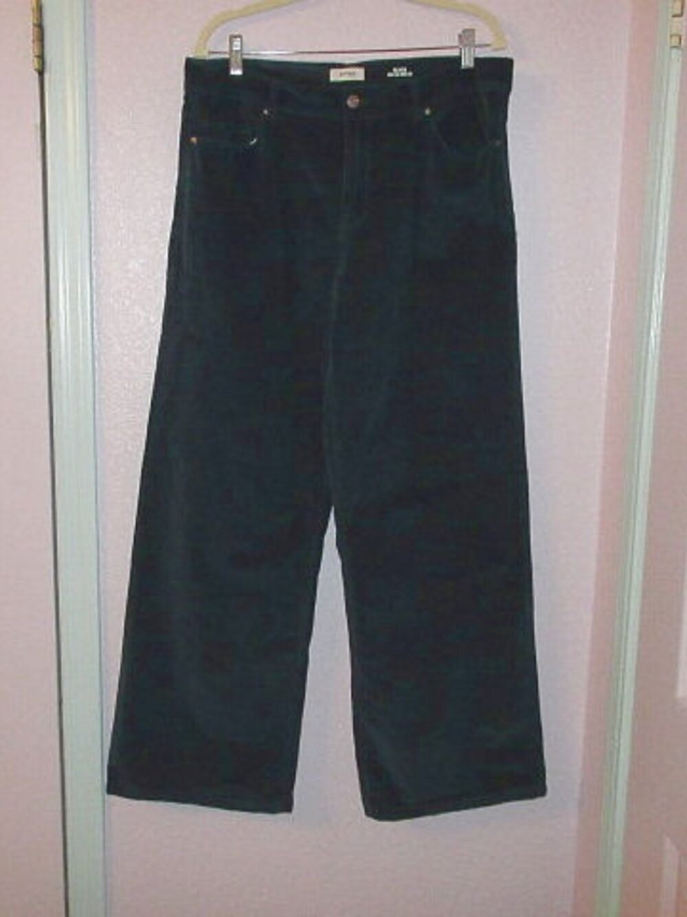 Kensie Kaya Wide Leg Jeans Womens Size 14 32 High Rise Dark Teal Velvet Pants